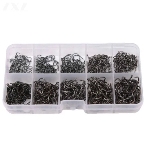 500 600Pcs High Carbon Steel Gold Black Barbed Carp Fishing Hook 10 Sizes 3  12  Sharp Ultrapoint Fishing Hooks Set With Eye