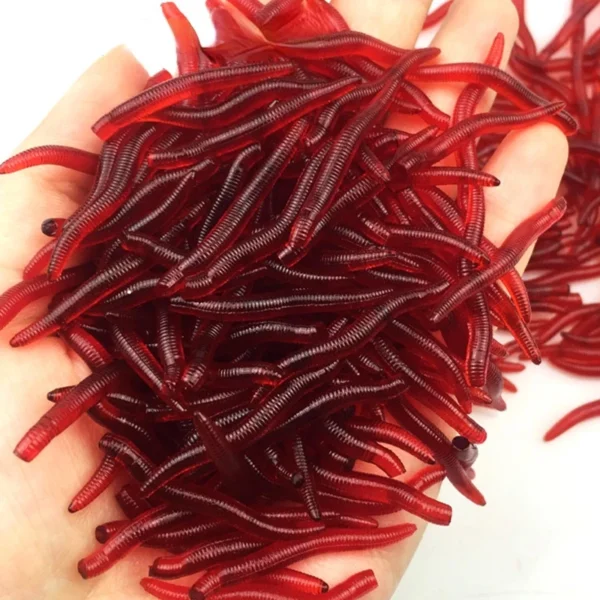 75cbbafa4e0362bc87f82bd40dfacc1b.webp 50 or 100pcs Lifelike Fishy Smell Red Worms Soft Bait Simulation Earthworm Carp Bass Fishing Lures Artificial Silicone