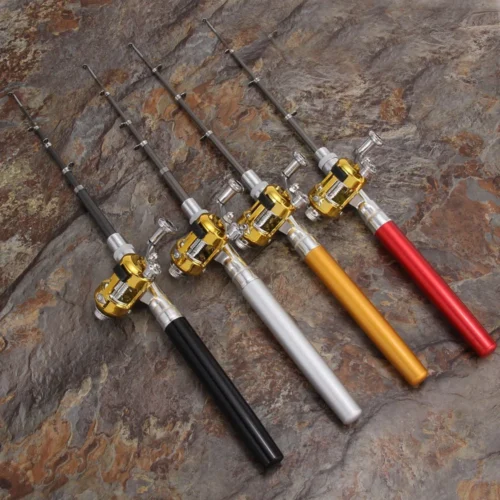 1m Mini Pocket Pen Shape Fishing Rod With Reel Portable Set Aluminum Alloy Fishing Rods   Baitcasting