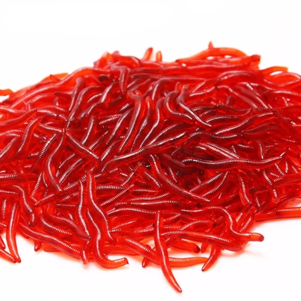 d5d3bc48e719ae9c9b31f384d59cfb34.webp 50 or 100pcs Lifelike Fishy Smell Red Worms Soft Bait Simulation Earthworm Carp Bass Fishing Lures Artificial Silicone